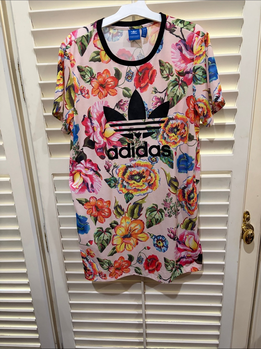 Adidas Floral Dress in Pastel Pink and Green. Size Small